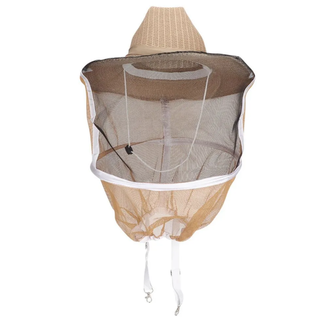 Chapéu de proteção para apicultor, ferramenta de apicultura com anel de aço grosso, chapéu de caubói com fivela