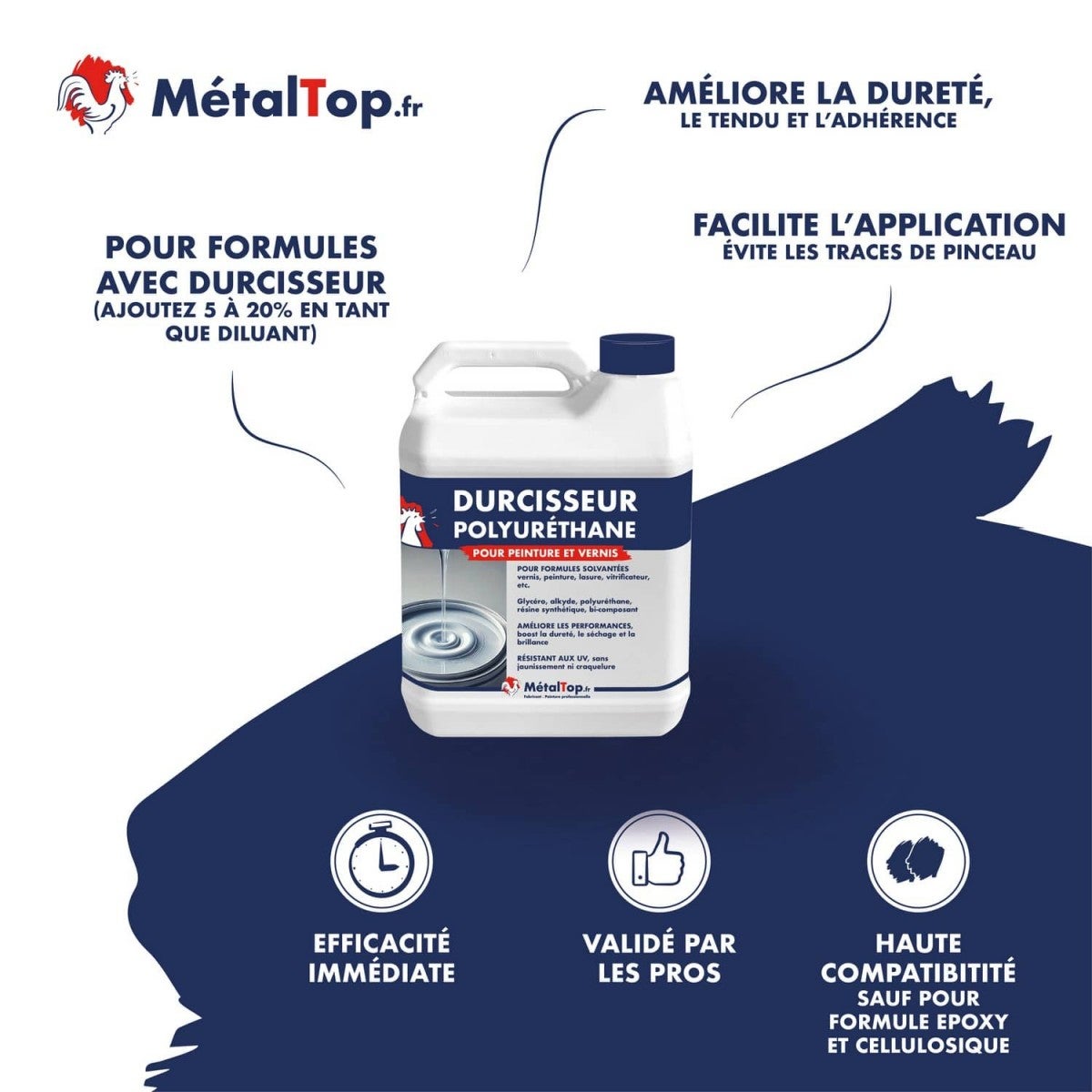 Durcisseur Polyurethane - 0.6 L - Métaltop - 3