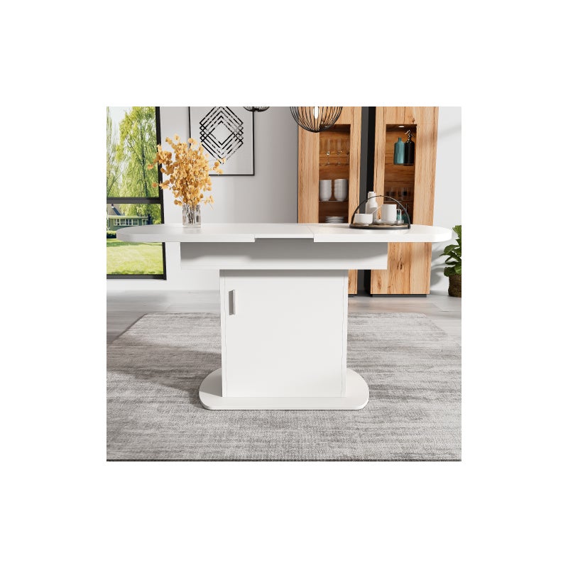 Rozkładany owalny stół jadalny D110/130×S70×W75cm z miejscem do przechowywania, nowoczesny stół wielofunkcyjny