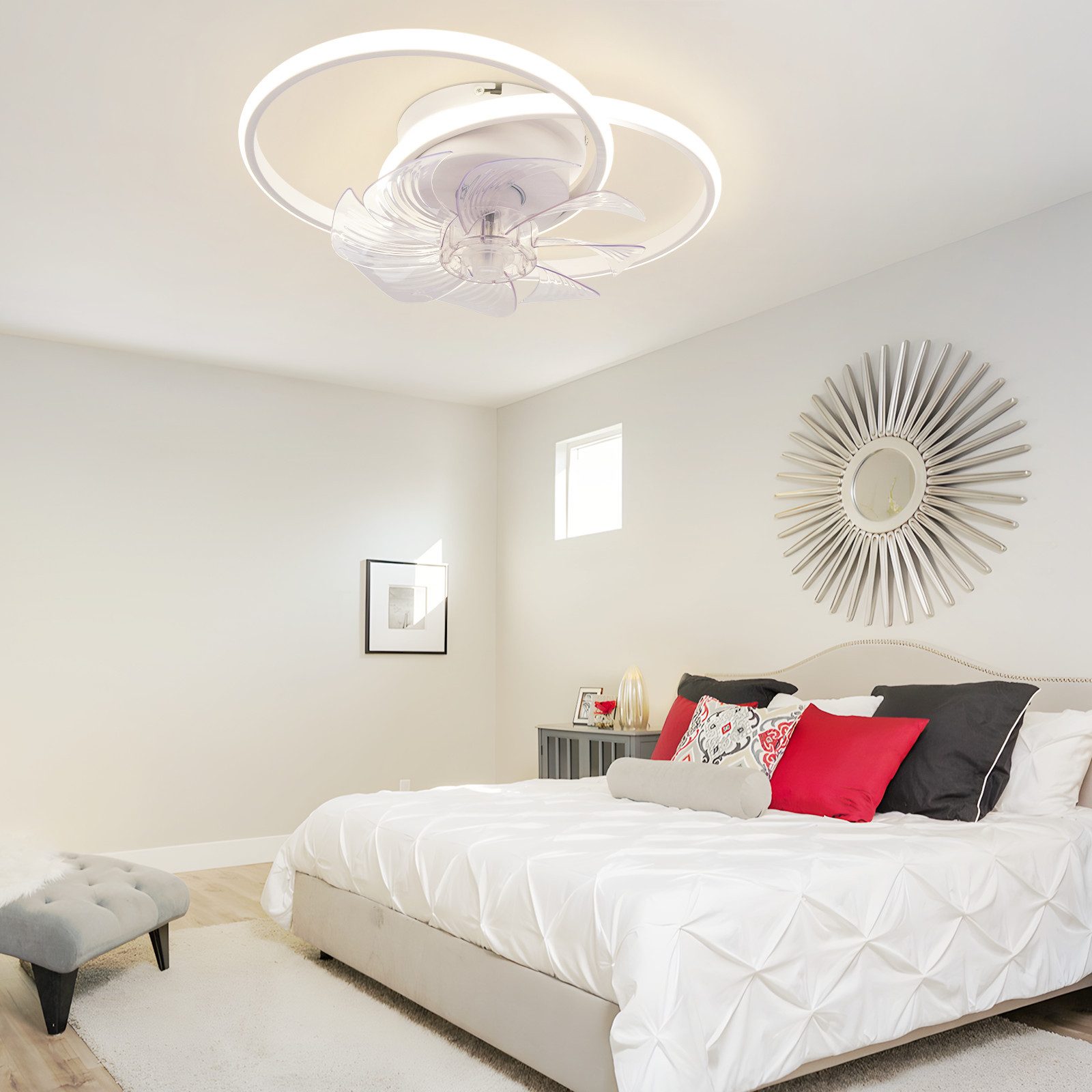 ZMH Plafonnier Ventilateur LED 36W Blanc Télécommande Silencieux 3 Température de couleur 6 Vitesses Pour Salon Salle à Manger Enfant - 8