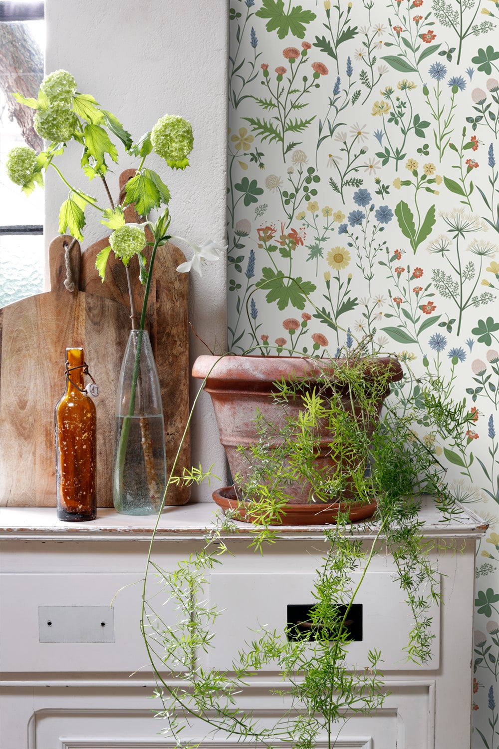 Papier peint fleurs des champs multicolore sur blanc - 53 cm x 10.05 m - ESTAhome - 3