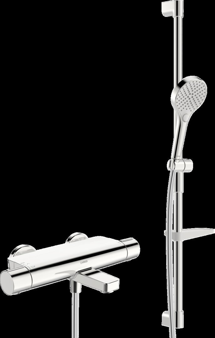 Hansa hansaoptima mezclador de bañera y ducha, termostato, incl. juego de barra de ducha, cromo, 48372331