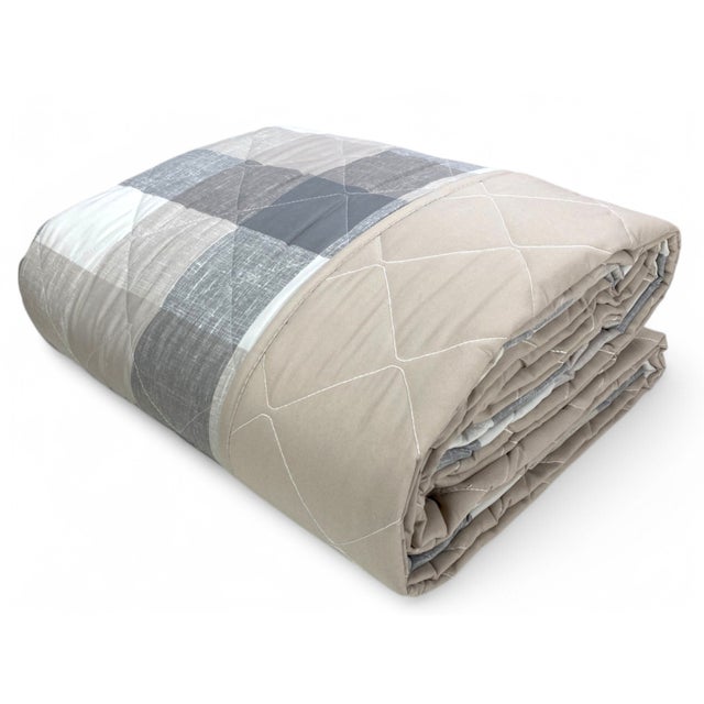 Couette noeud – couvre-lit écossais matelassé beige – mi-saison, microfibre douce – Fabriqué en Italie LIT DOUBLE 2 PLACES