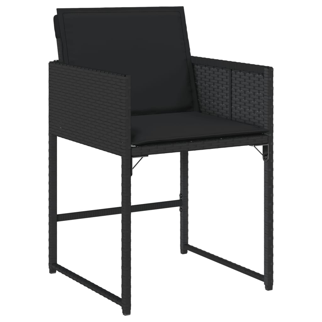 Set de muebles jardín 5 piezas con cojines ratán sintético negro - 3