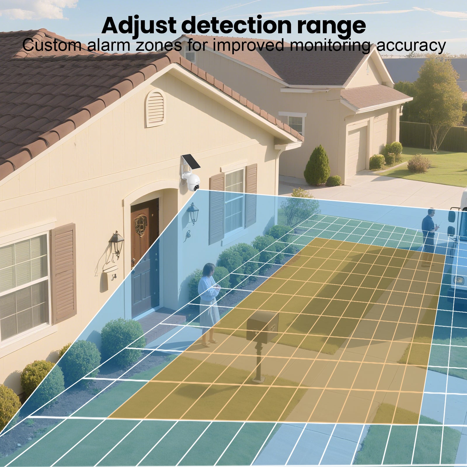 Caméra de surveillance sans fil WiFi extérieure solaire 4MP panoramique 360°, détection PIR, audio bidirectionnel-ZOOHI - 5