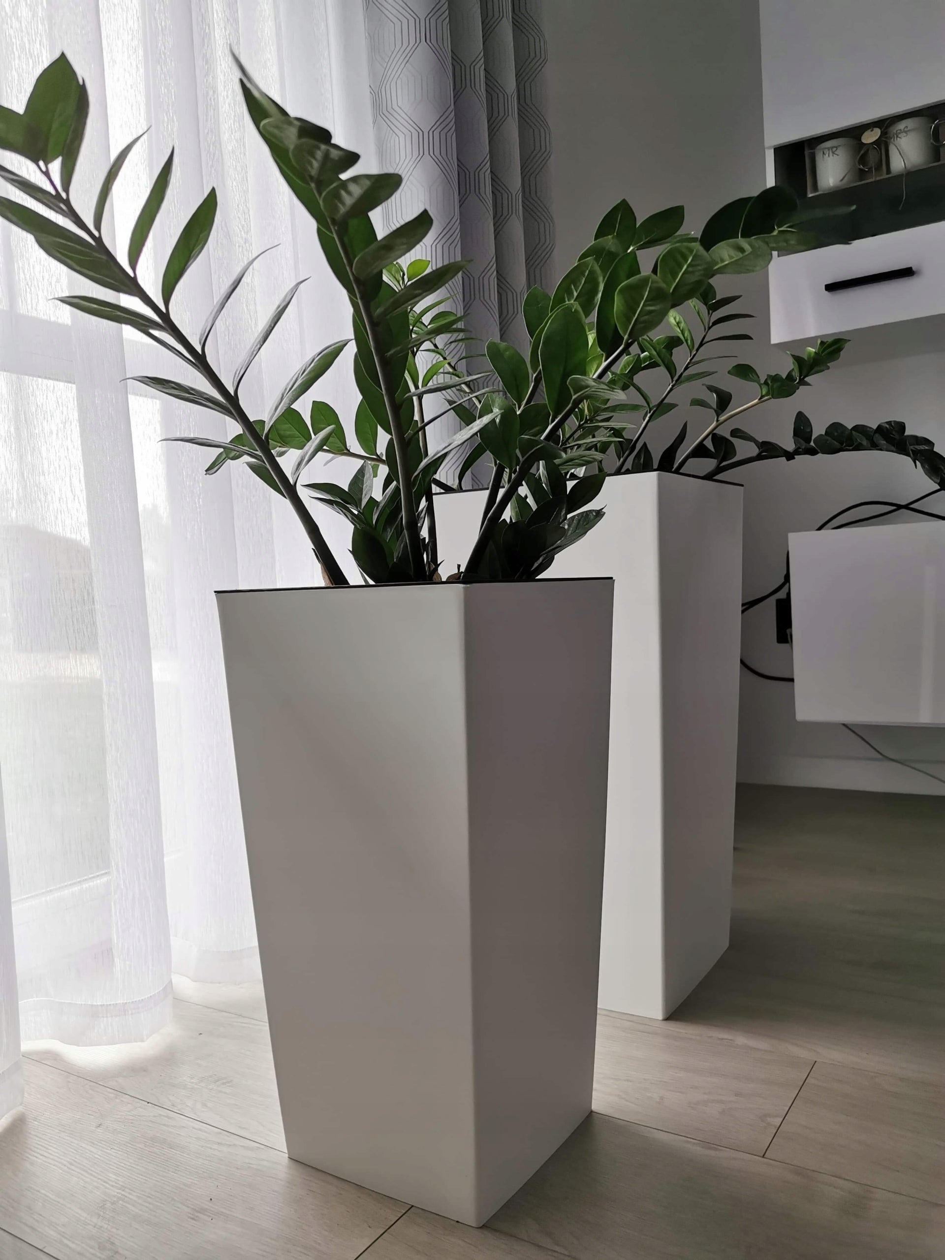 Grand pot de fleurs ZANVIC 27 x 27 x 50 cm Blanc - 8