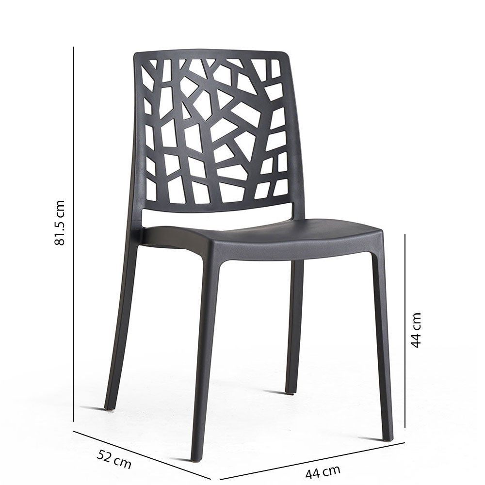 Lot de 4 chaises Trixy de jardin empilables en polypropylène avec fibre de verre noir anthracite - 6