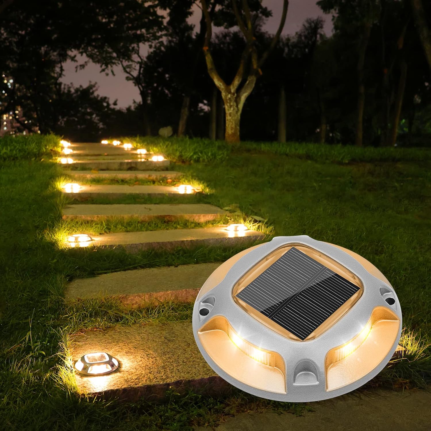 Lot De 2 Feux D'Avertissement Solaires Étanches EONANT - Mini LED Clignotants Rouge/Bleu Pour Voiture, Vélo, Moto - Bande De Sécurité Solaire