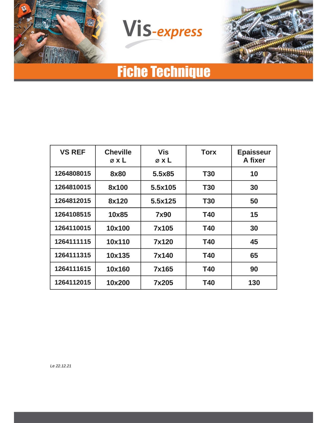 Cheville Longue Nylon 10X200 + Vis Tête fraisée TF TORX Acier zingué-1 piece - 5