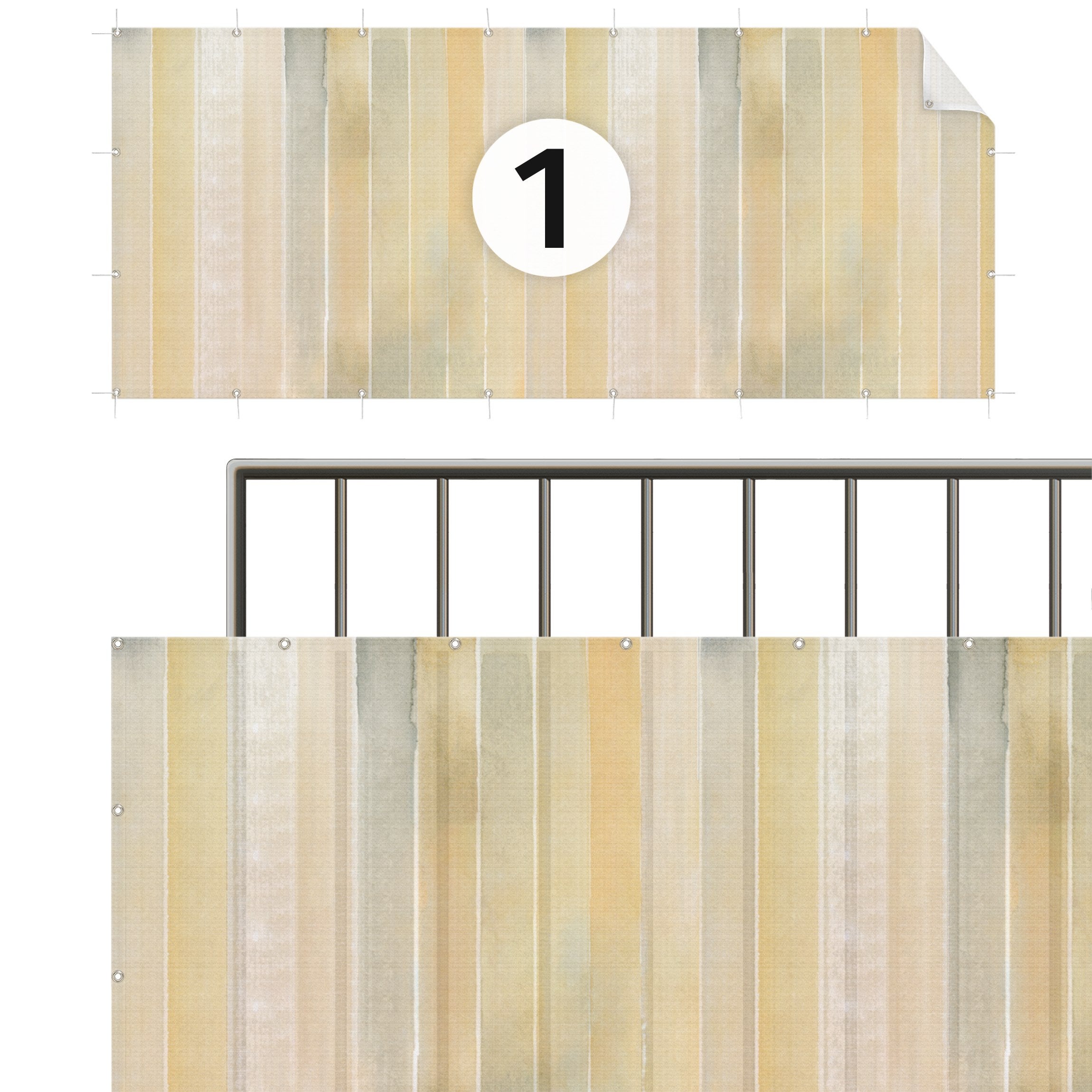 Brise vue brise vent balcon appartement jardin multicolore H.1 x L.4,5 M avec attaches résistant aux intempéries 270 g/m² mesh 1257 - 5