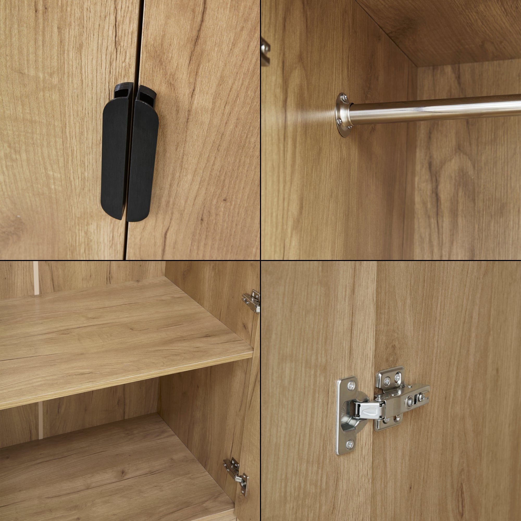 Armoire de chambre Eiselfing 1 penderie et 1 étagère MDF 176 x 80 x 52 cm effet chêne [en.casa] - 8