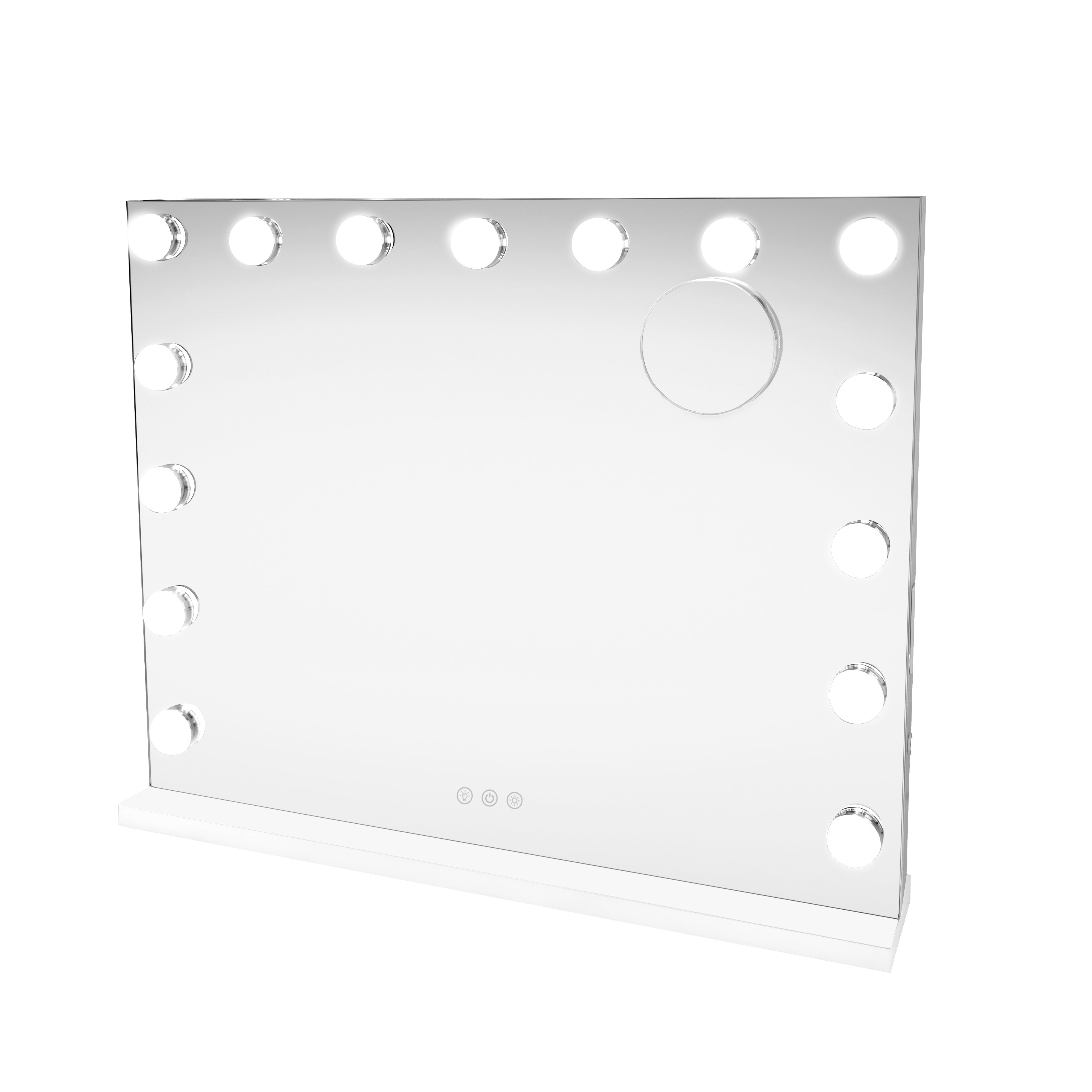 FENCHILIN Specchio Trucco con Luci, 12 Lampade LED, Controllo Touch Screen Regolabile a 360 Gradi Hollywood cosmetico grande da tavolo 30x41cm