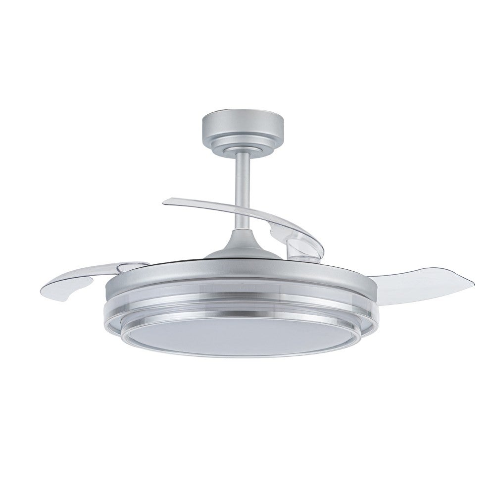 Ventilateur Plafond 5 Pales Avec Lampe – 132 Cm, Chrome Satiné, Verre Opale – Télécommande, 3 Vitesses - 4