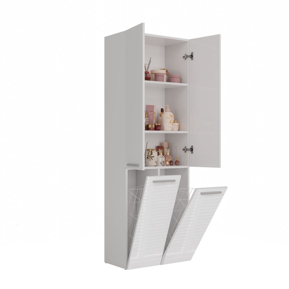 Meuble De Salle De Bain Bagnoli Slim III - Anthracite & Chêne, 30x174x30 Cm, Avec étagères Et Panier à Linge Optionnel