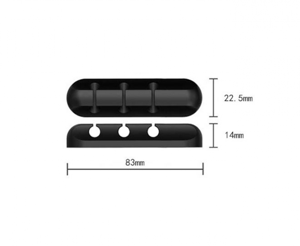Mabor 3 Clip Fermacavi In Silicone Con 4 Fori, Organizer Da Scrivania Per Cavi USB, Cuffie E Alimentazione - Adesivi Riavvolgicavo Per Casa E Ufficio, Nero - 4