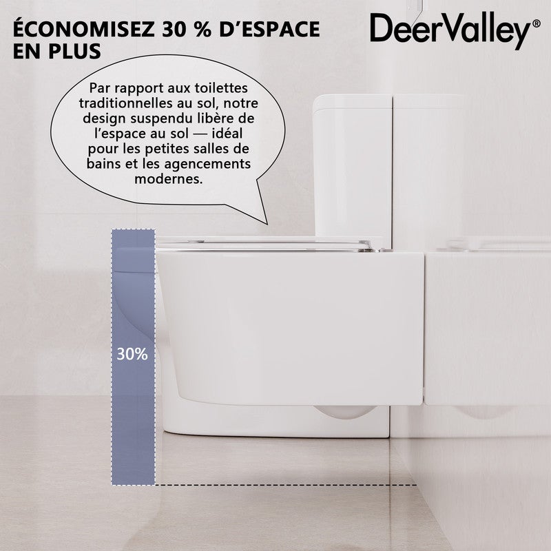 WC Suspendue Blanche en Céramique Design Sans Rebord avec Abattant Soft Close et Style Moderne Élégant - 6