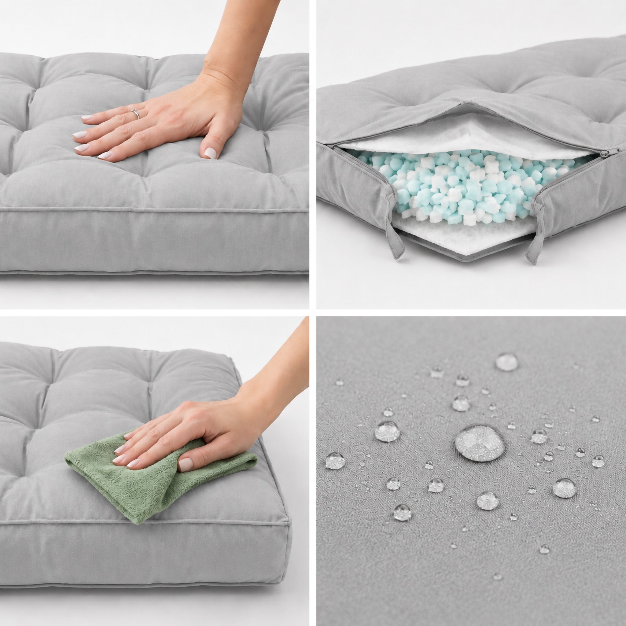 Coussins pour salon de jardin capitonné 100x50cm gris galet - 4