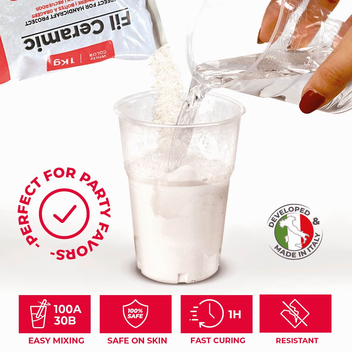 Polvere di Gesso atossica da Colare, Asciuga all’Aria, Gesso Ceramico Inodore, per Uso Hobbistico e Progetti Creativi, Bianco, Fai da Te (1 kg) - 2