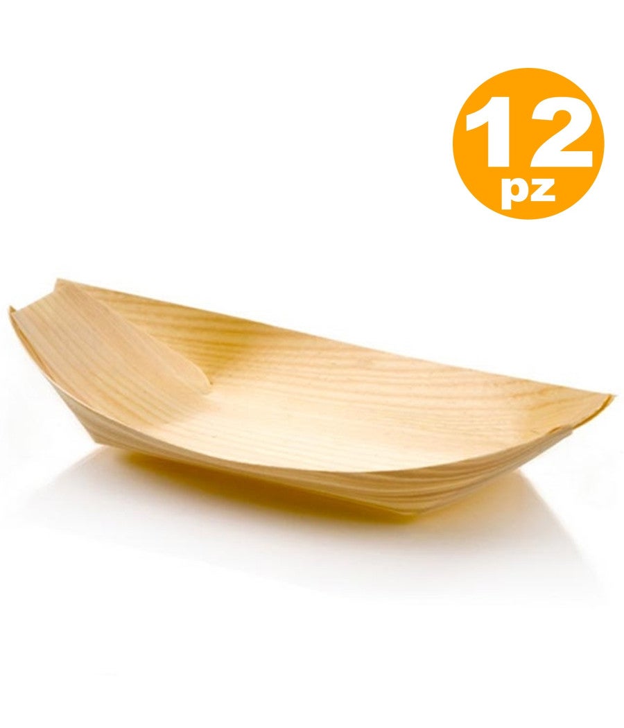 Trade Shop - Set 12 Barchette Finger Food In Fibra Di Pioppo Catering Aperitivo 12,5 X 7 Cm - - 3