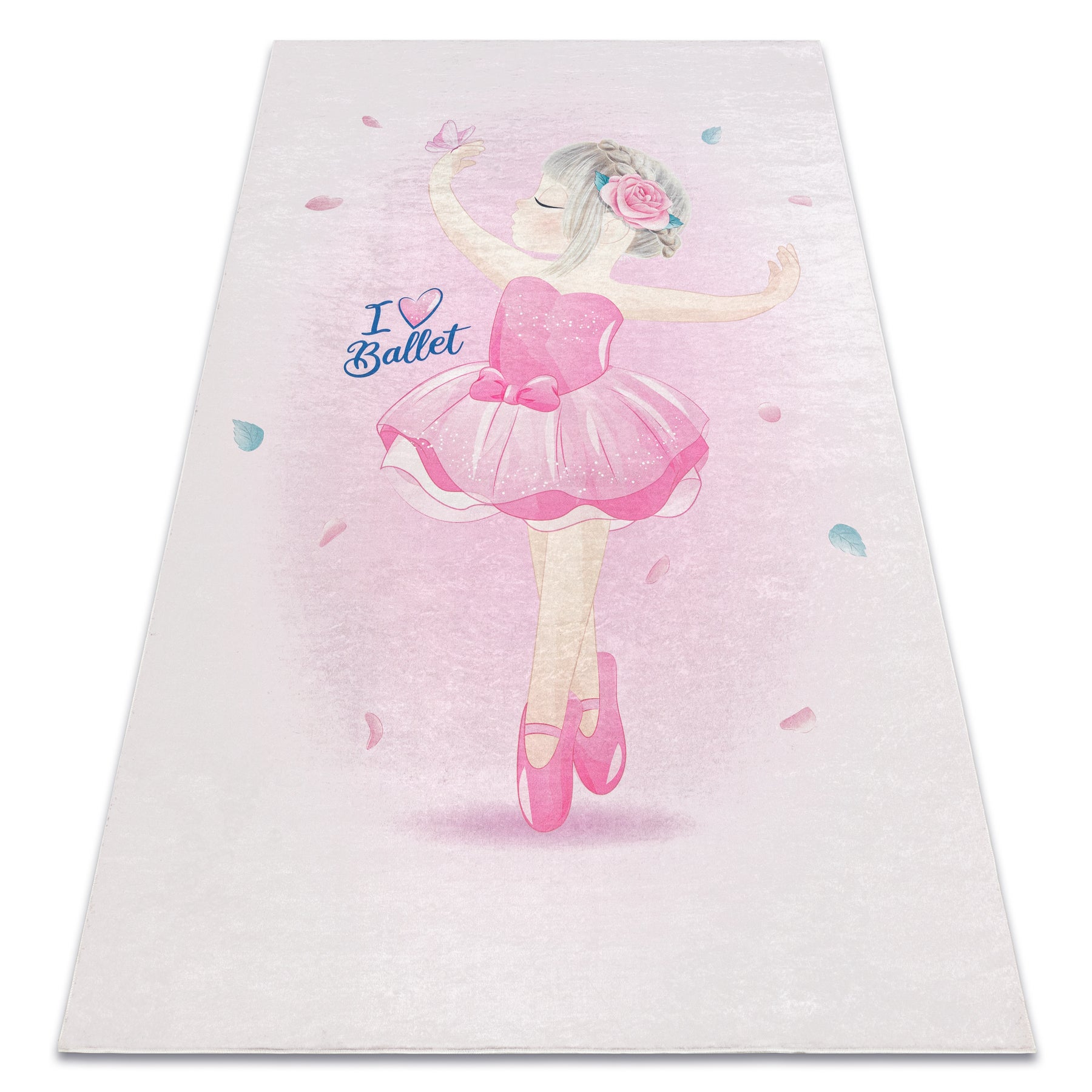 Dywan do prania BAMBINO 42830 Balerina dla dzieci, antypoślizgowy - różowy 80x150 cm