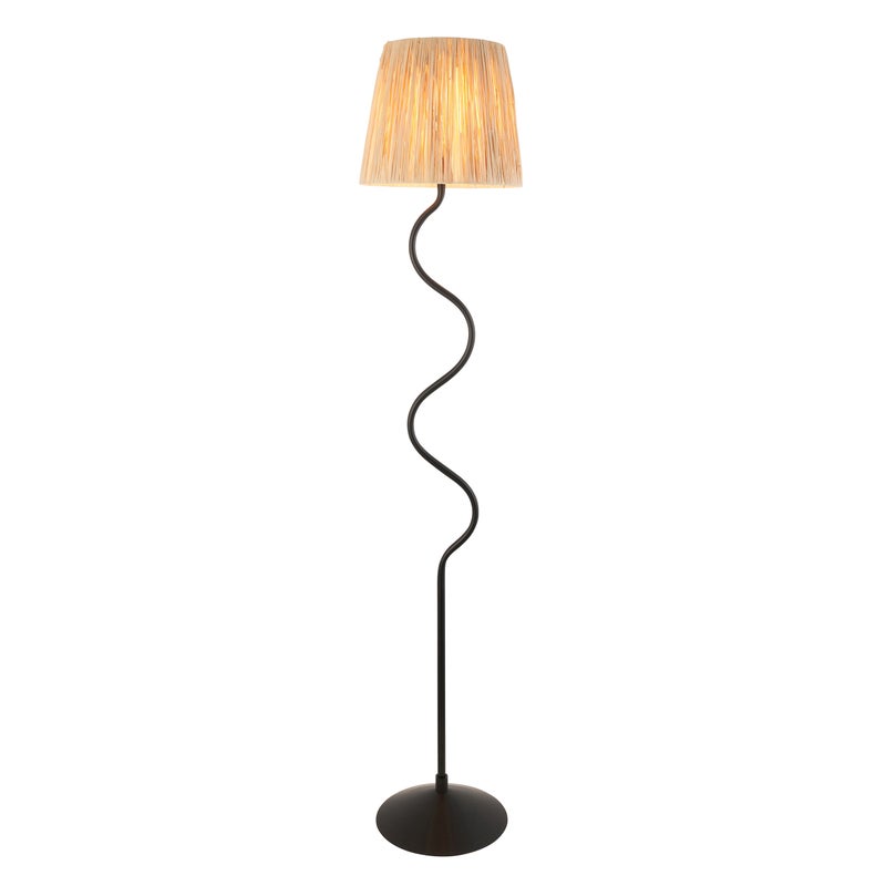 Lampa stojąca nieregularny trzon WRIGGLE czarno-beżowa 1xE27x40W metal wym:150x32x32cm IP20 Endon