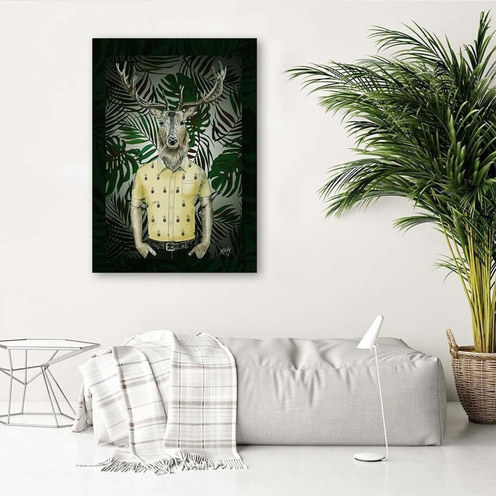 Tableau bois un homme à tête de cerf - 40 x 60 cm - 3