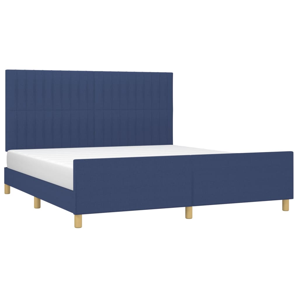 Cadre de lit sans matelas bleu 160 x 200 cm, tissu - 3