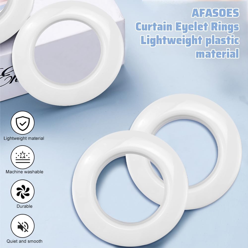 20 Pieces Oeillets Rideaux à Clipser Plastique Oeillet pour Rideaux Détachable Anneaux à Œillets de Rideau Intérieur 42mm Anneaux (Blanc) - 2