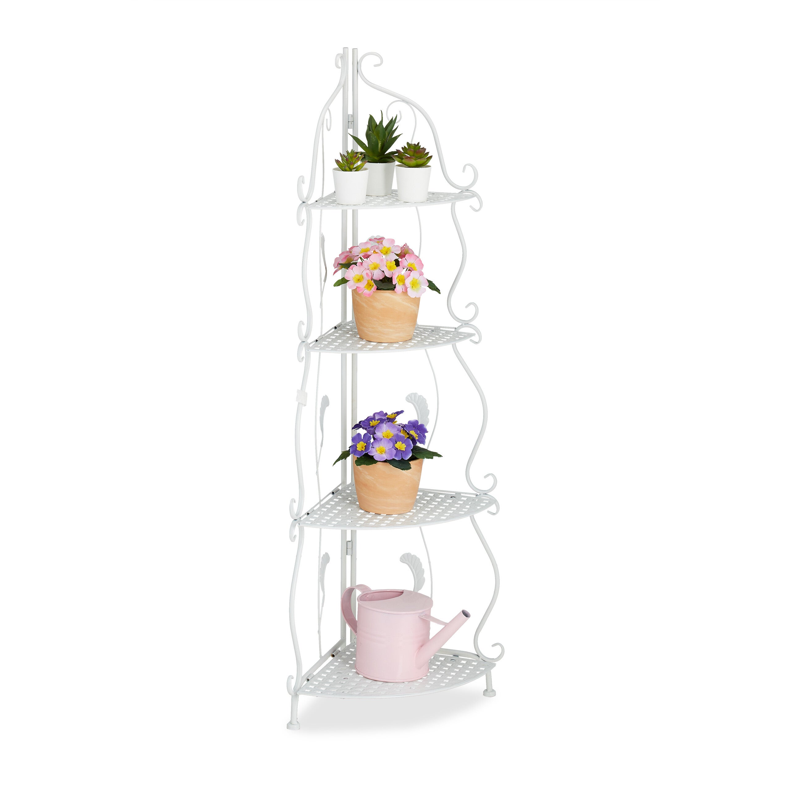 Relaxdays Étagère Verticale à 4 Rayons Pliable - Design Vintage Blanche HLP 113x30x30 Cm