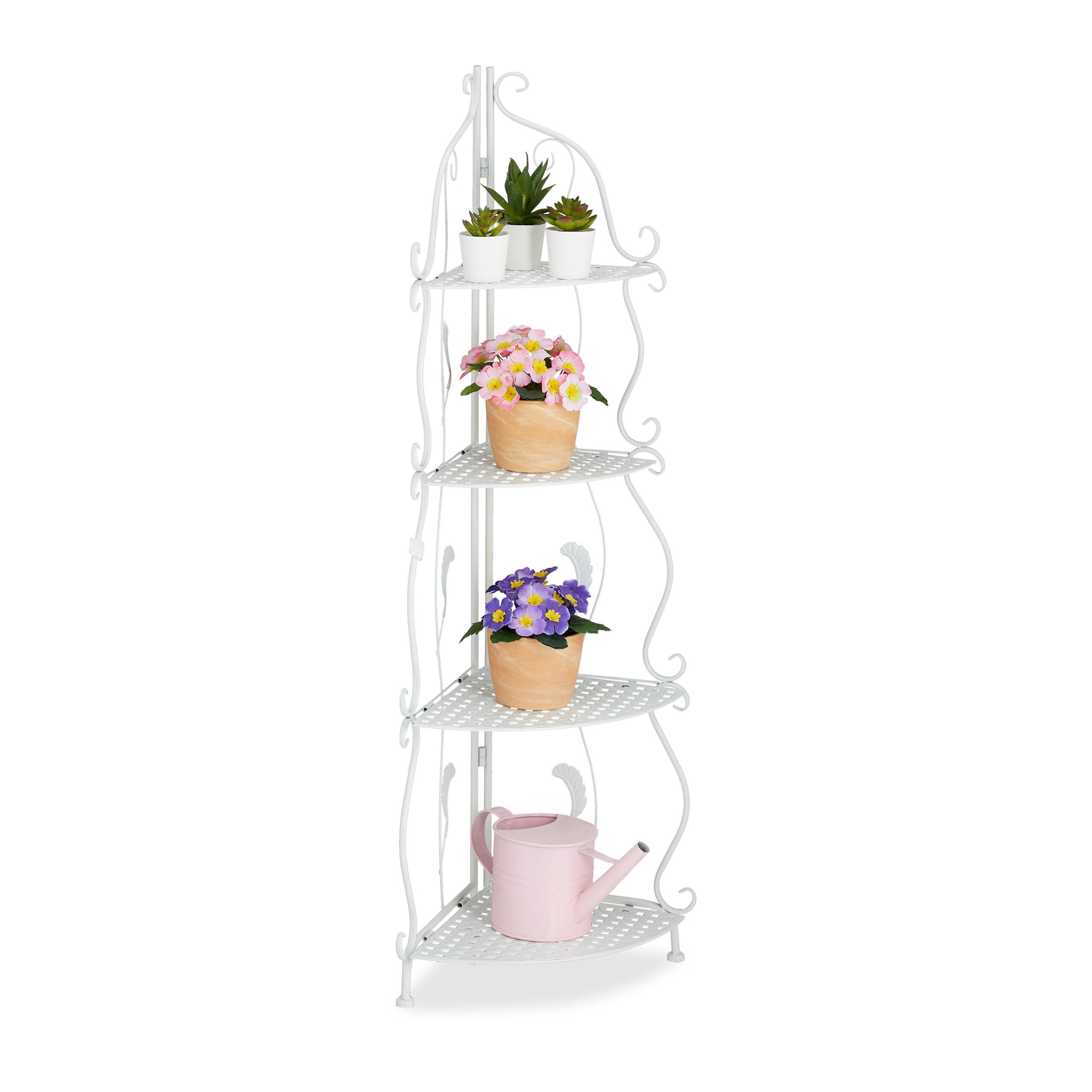 Relaxdays Étagère Verticale à 4 Rayons Pliable - Design Vintage Blanche HLP 113x30x30 Cm