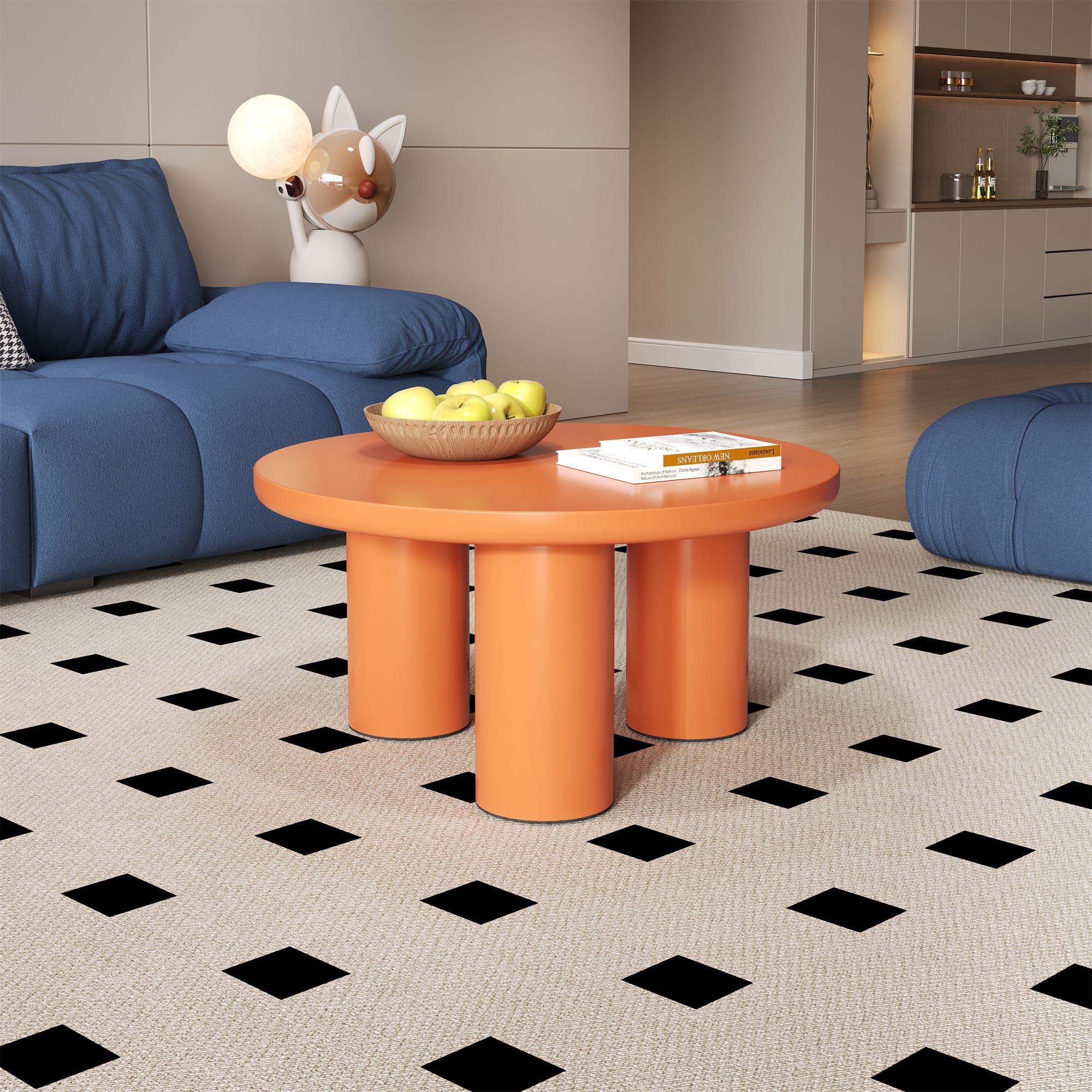 Tables basse ronde - D 72.2 x H 35.5 cm - plateau en MDF peint et pieds ...