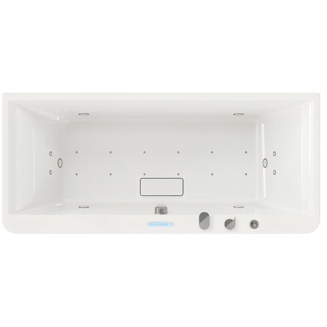 Baignoire balnéo droite KINÉDO SAMBA 170x70 système balnéo hydromassant professionnel AIR HOTEL blanche mate tête bain à gauche
