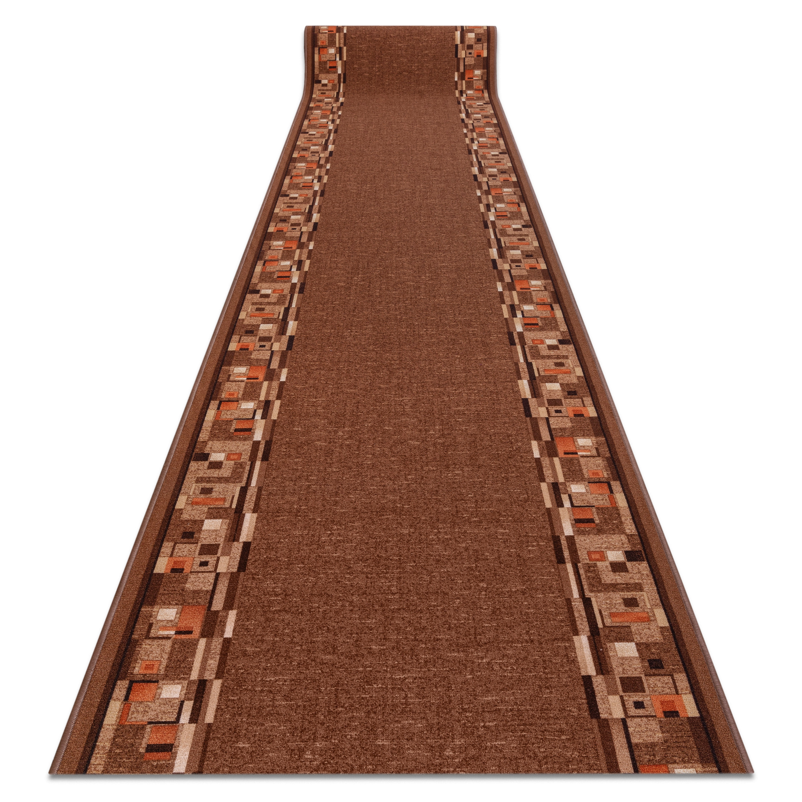 Alfombra de pasillo con refuerzo de goma bombay marrón 67cm 67x490 cm