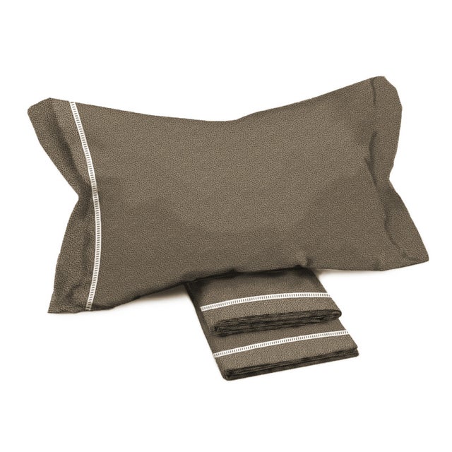 Draps Double Coton MAXI Tex Family - Design Moderne « Time » Couleur Beige