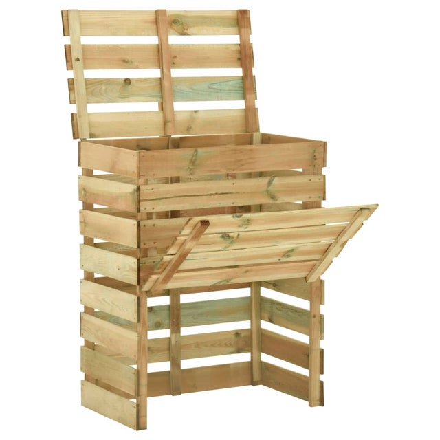Composteur à lattes en bois de pin imprégné pour le jardin, 80 × 50 × 100 cm