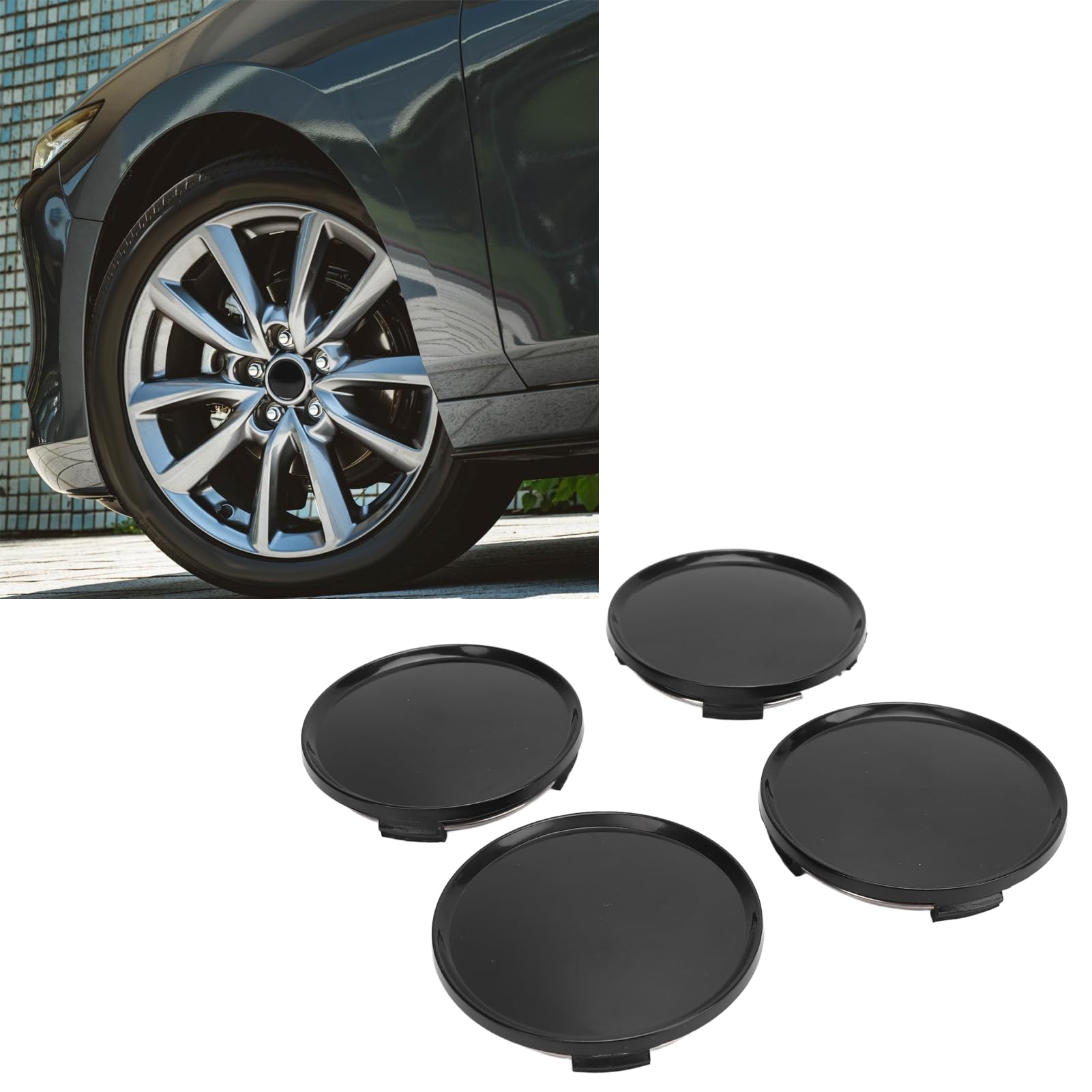 Lot De 4 Cache-moyeux De Roue Bonbela - 63 Mm - ABS Et Inox - Antivol Et Antirouille - Pour Un Look élégant