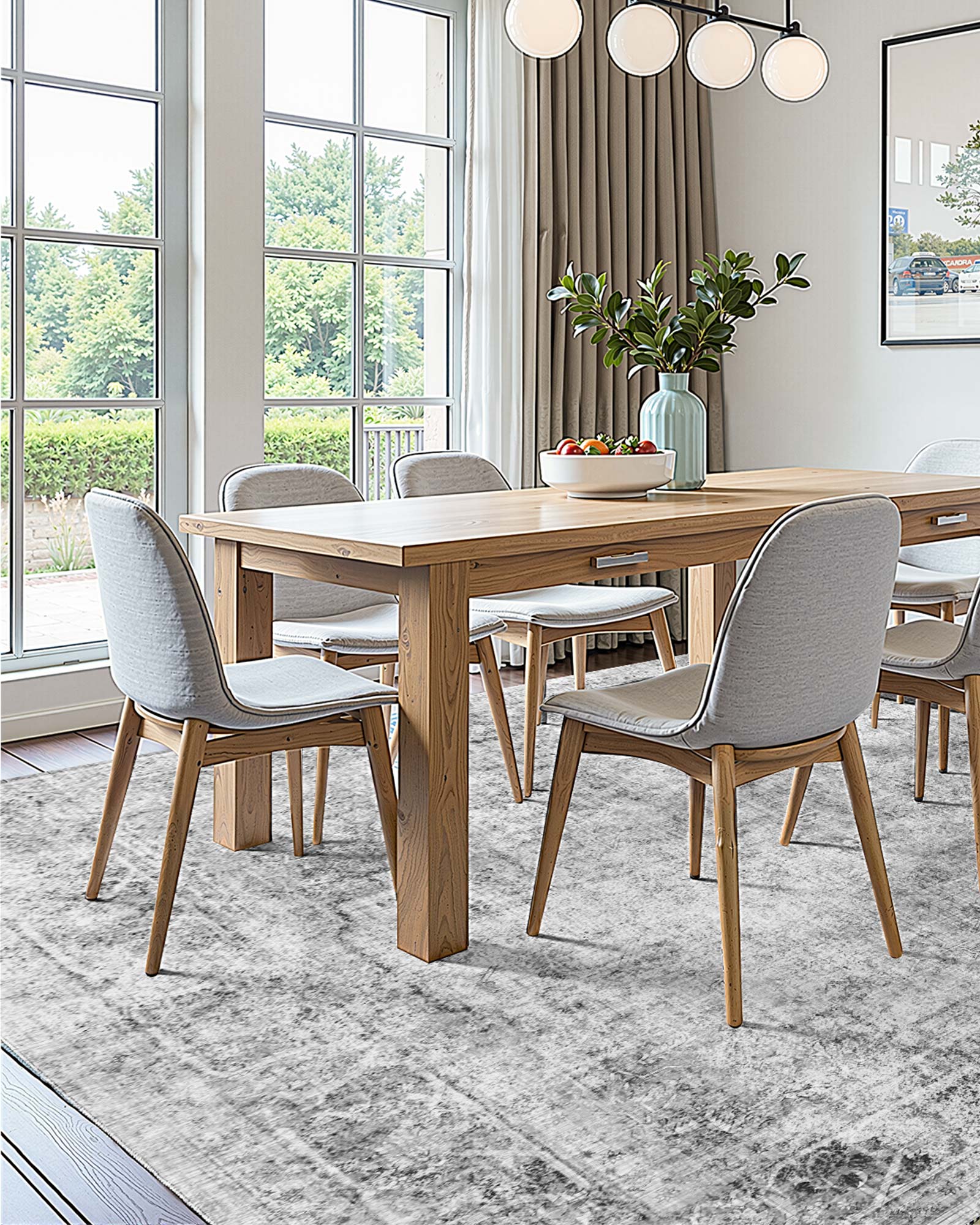 Tapete VEVOR, 1,8 x 2,7 m, resistente a riscos animais de estimação, macio e confortável, estilo boémio, para quarto, escritório, corredor, cinzento - 5