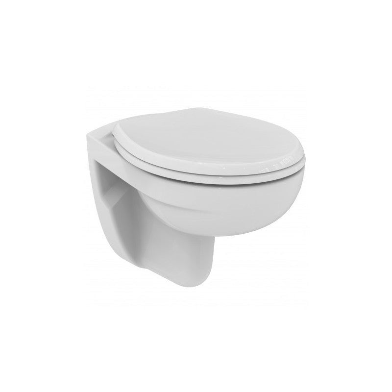 Pack WC GEBERIT Bâti Duofix + Cuvette suspendue Porcher sans bride + Abattant Ideal Standard ASTOR + Plaque blanche - 2