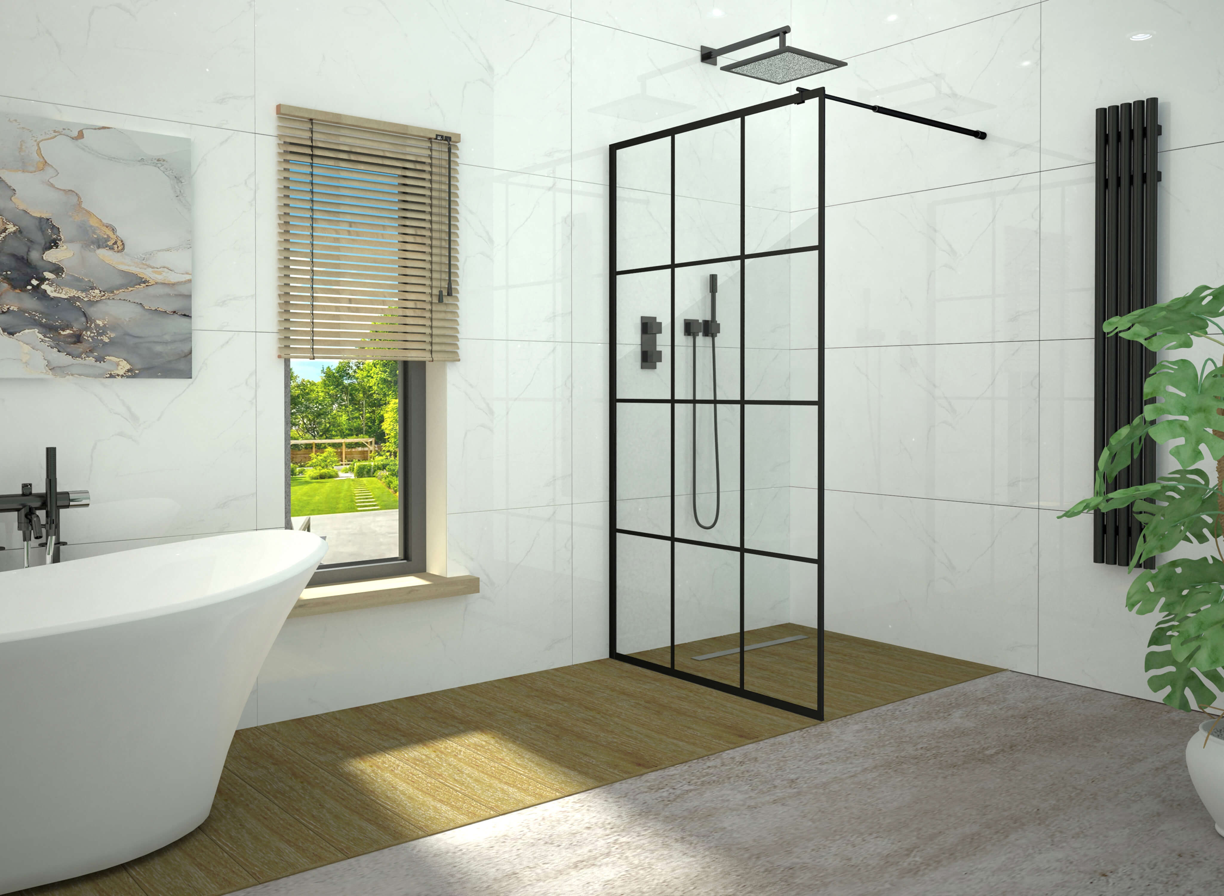 Ścianka prysznicowa SEVANTE KATLA 70x195 Walk-In czarna 1 szt.