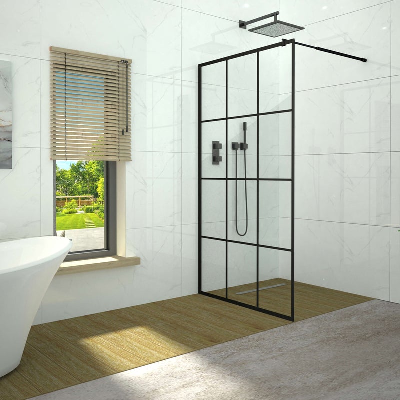 Ścianka prysznicowa SEVANTE KATLA 70x195 Walk-In czarna 1 szt.