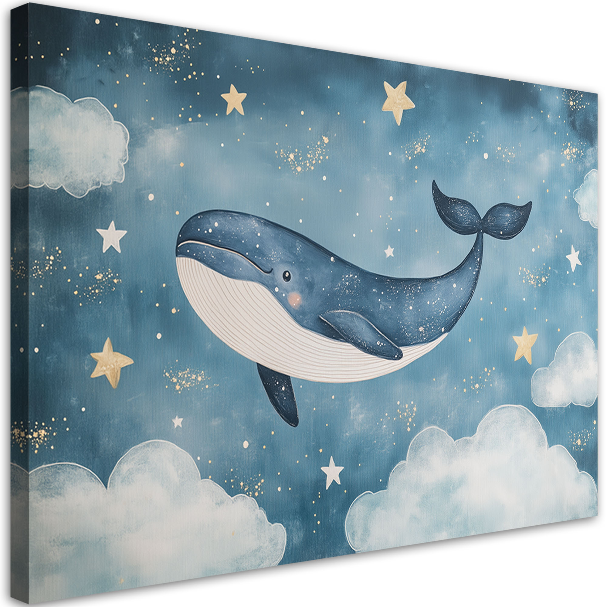 Peinture Sur Toile Nuages Bleus Et Or – Impression D'art Murale Sans Cadre (toile Roulée)