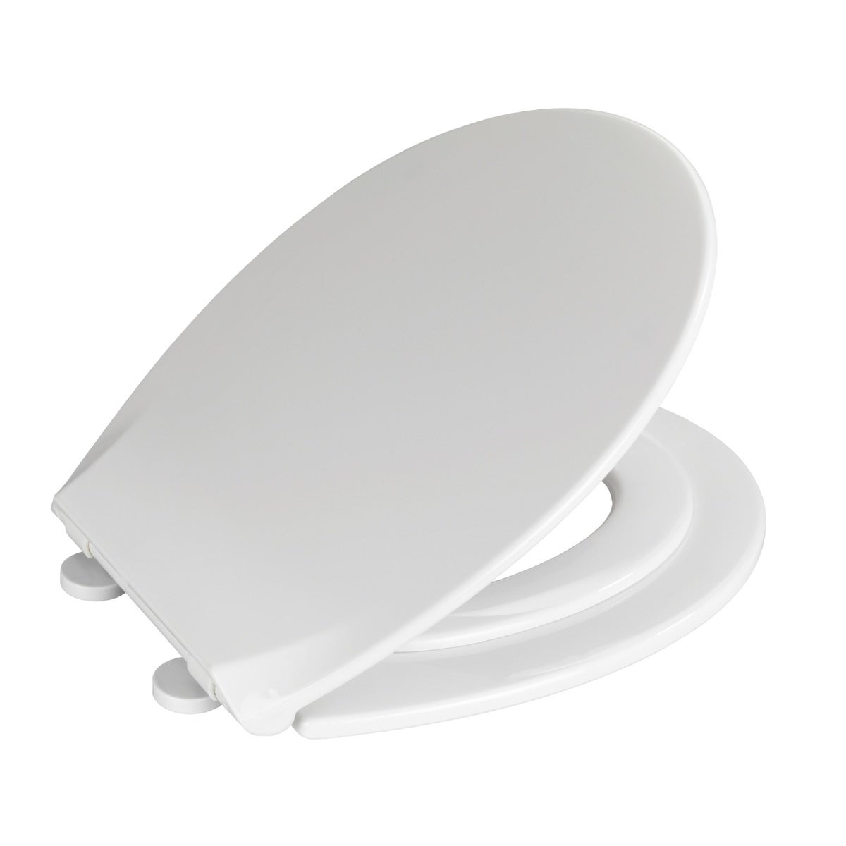 Abattant WC Avec Frein De Chute - Forme O Universelle, Blanc, Dimensions 44,6x37,2cm, Charnières Métal, Fermeture Douce Et Silencieuse