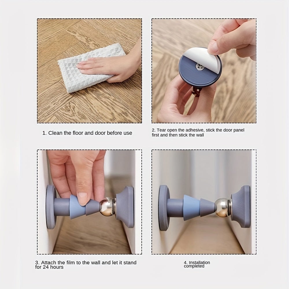 Butées de porte magnétiques, butoir de porte robuste en acier inoxydable, Bleu - 5