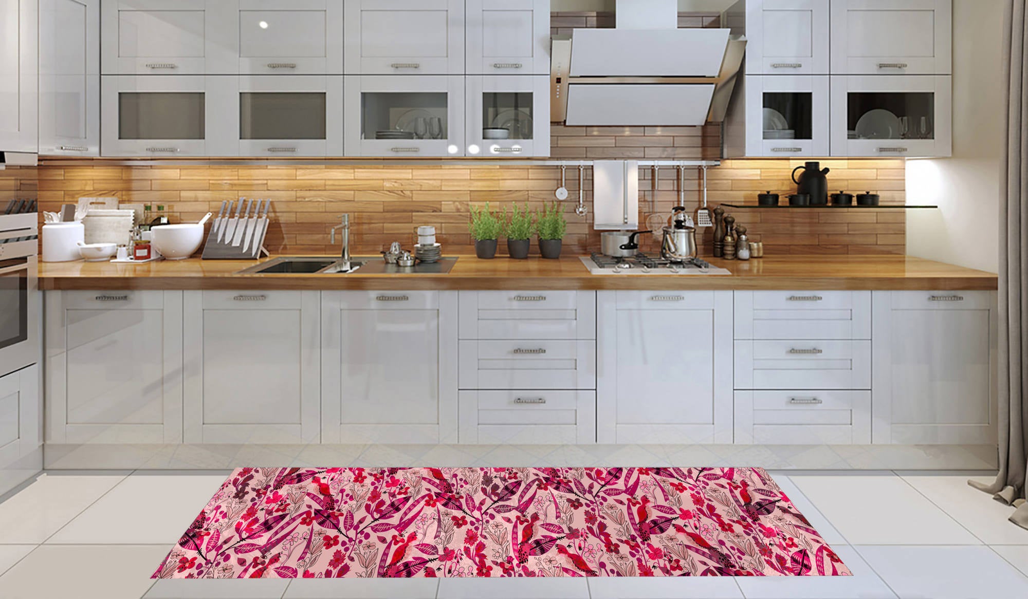 Camino de cocina, 100% made in italy, alfombra antimanchas con impresión digital, camino antideslizante y lavable, modelo elisee, 240x52 cm