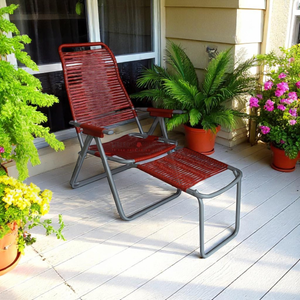 Sedia Sdraio Regolabile In Metallo Verde - Poltrona Da Giardino Con Schienale Aggiustabile E Poggiapiedi