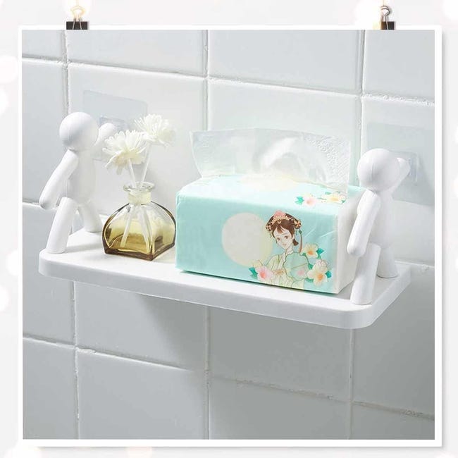 Confezione Da 2 Mensole Da Doccia in Plastica Trasparente, Adesivo per Confezione Da 2 Mensole Da Doccia in Plastica Trasparente, Adesivo per