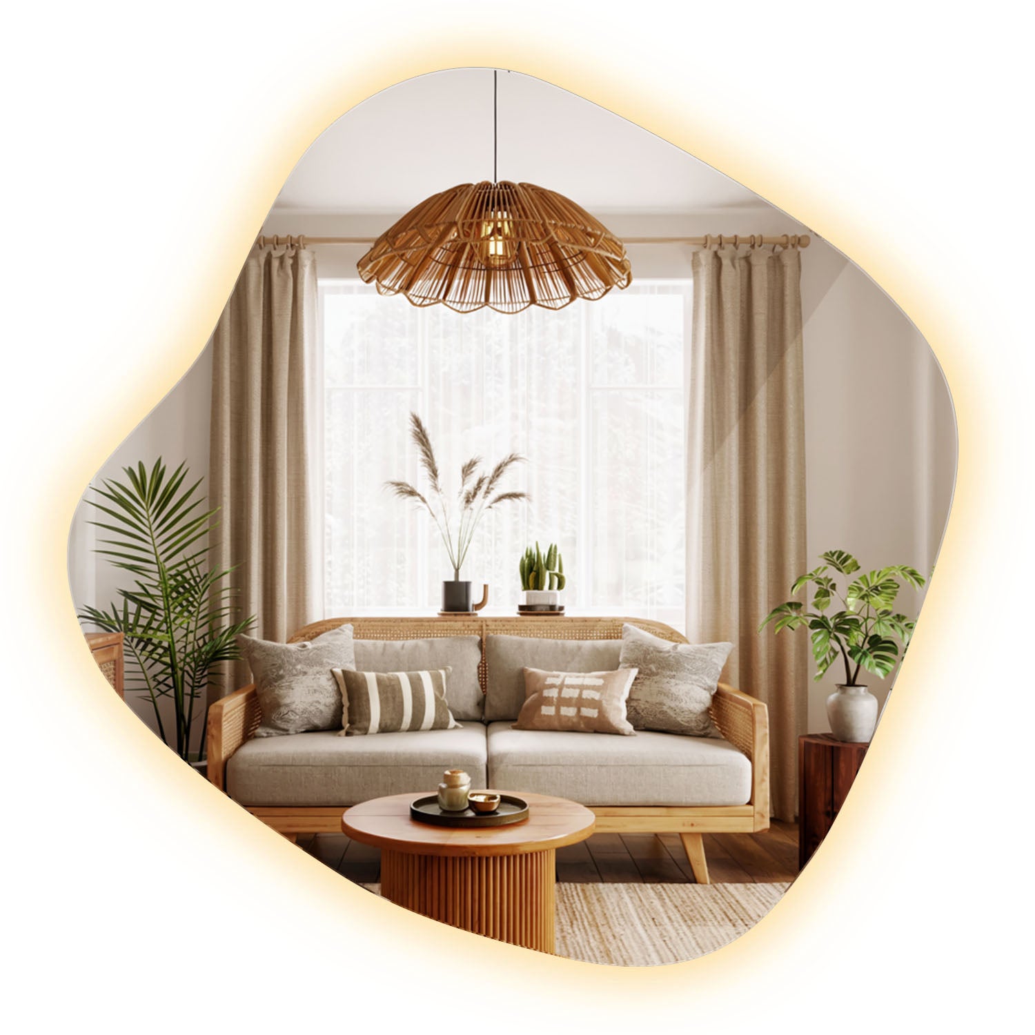 Ścienne Lustro Podświetlane LED Dekoracyjne Organiczny Kształt - ciepła barwa - 67,6x67 cm - TULUP