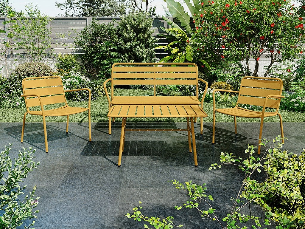 Table basse de jardin rectangulaire en Acier Jaune - 2