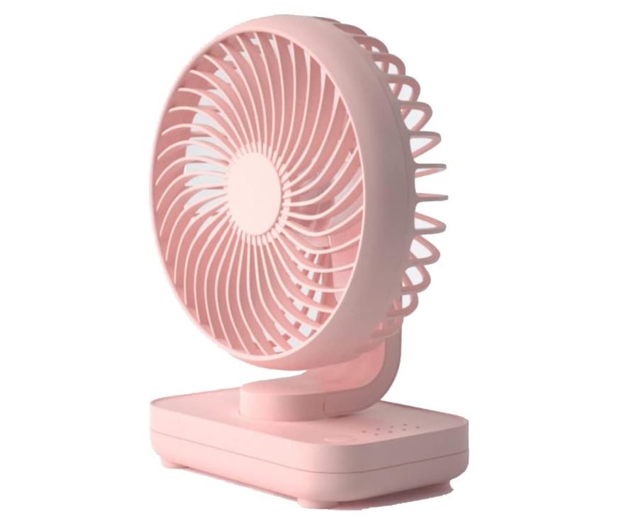 Wentylator USB z akumulatorem, 4000 mAh, mały, mocny, biurkowy wentylator, 4 prędkości, odłączany mini wentylator przenośny, różowy