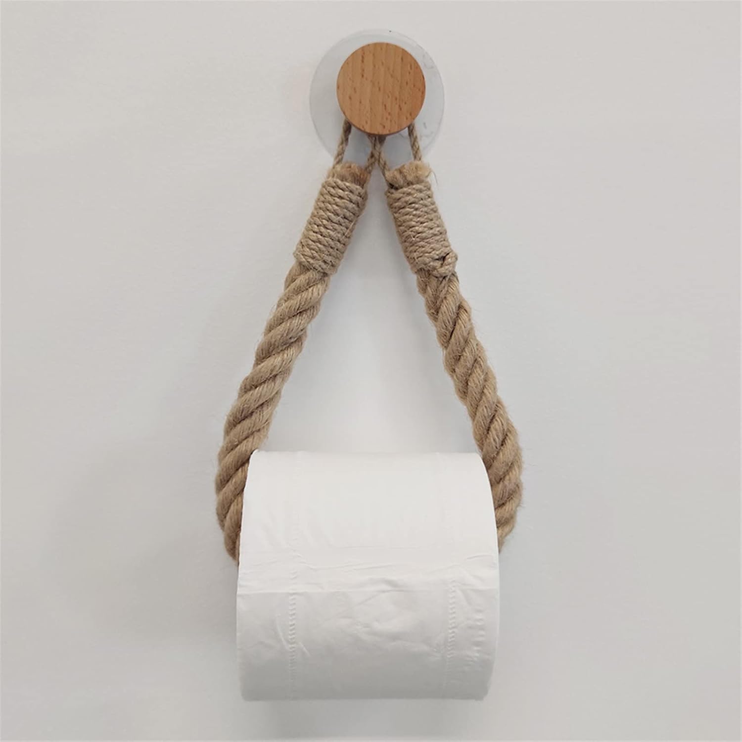 Suporte de papel higiénico de parede, suporte de papel de rolo de casa de banho tecido com corda, poupança de espaço, fácil instalação - 4